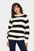 Saint Tropez Garbiesz Pullover Kvinde Ice Black Stripe Sweaters Loose ...