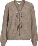 Object Objflora RE L/S Knit Cardigan Noos Kvinde Desert Taupe/melange ...