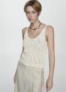 MANGO Knit Strap top Kvinde Natural White Tanktoppe Str XS - hos Magas...