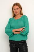 Kaffe Kawilma Blouse Kvinde Gumdrop Green Langærmede Bluser Regular Fi...