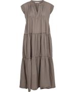 Rabens Saloner Cotton Tiered Long Dress Lorita Kvinde Pearl Grey Maxi ...