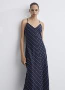 MANGO Striped Lyocell Dress Kvinde Navy Maxi Kjoler Str L - hos Magasi...