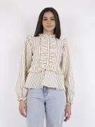 Neo Noir Hawaii Stripe Blouse Kvinde Creme Langærmede Bluser Str 40 - ...