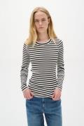 InWear Dagnaiw Striped Tshirt LS Kvinde Black / Whisper White Langærme...