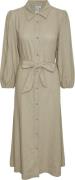 YAS Yasflaxy 3/4 Linen Shirt Dress Noos Kvinde Birch Maxi Kjoler Str L...