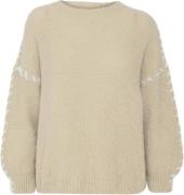 ICHI Ixmarina LS Kvinde Oatmeal W/cloud Dancer Sweaters Str M/L - hos ...