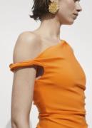 MANGO Asymmetrical Pleated Dress Kvinde Orange Korte Kjoler Str L - ho...