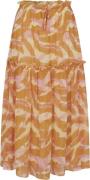 Rosemunde Recycled Chiffon Skirt Kvinde Orange Abstract Art Print Maxi...