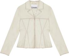 Ganni Herringbone Canvas Fitted Blazer Kvinde Summer Sand Blazere Str ...