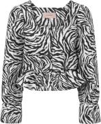 HUNKØN Sanna Blouse Kvinde Zebra Striped Langærmede Bluser Str L - hos...