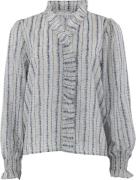 CONTINUE Darling Stripe Kvinde Blue Stripe Langærmede Bluser Str L - h...