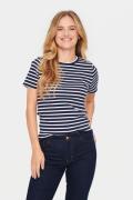 Saint Tropez Astersz SS Stripe Tshirt Kvinde Night Sky Kortærmede T-sh...