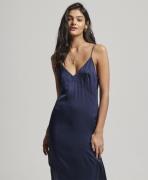 Superdry Studios Satin Cami Midi Dress Kvinde Richest Navy Midi Kjoler...