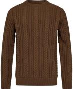 McNeal Cable Knit Mand Teak Melange Sweaters Str L - Bomuld hos Magasi...