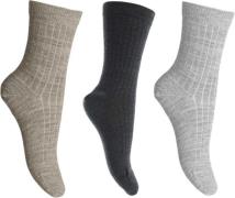 mpKids Wool rib Socks 3-pack Str 29/32 - Grå Strømper Uld hos Magasin