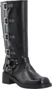 Bianco Biaharper Buckle Biker Boot Pull Up Leather Kvinde Black Cowboy...