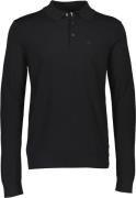 Lindbergh Long Sleeve Knitted Poloshirt Mand Sort Langærmede Poloer Sl...