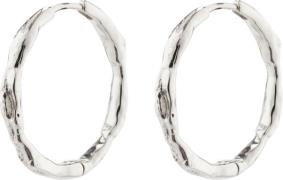 Pilgrim Eddy Recycled Organic Shaped Large Hoops Silverplated One size...