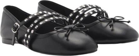 MANGO Studded Ballet Flats With Straps Kvinde Black Ballerinaer Str 42...