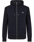 Fred Perry J7536 Mand Navy Hoodies Str L - Bomuld hos Magasin