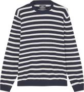 Mads Nørgaard - Copenhagen Eco Wool Karsten Stripe Knit Mand Hvid+Blå+...