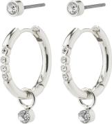 Pilgrim Elna Recycled Crystal Earrings 2in-1 set Silver-plated One siz...