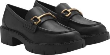 MANGO Leather Moccasins With Metallic det Kvinde Black Loafers Str 40 ...