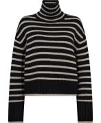 Lisa Yang Fleur Stripes Sweater Black/sand Stripes Size 2 Kvinde Black...