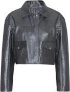 MDK Doraville Disco Short Bomber 100% Leather Jacket Metallic Kvinde M...