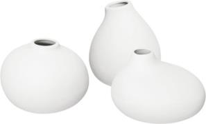 Blomus Set of 3 Vases Nona- White Lily White Str H 9 cm, H 7 cm, H 6,5...