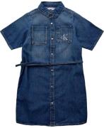 Calvin Klein LW Denim Belted Shirt Dress Str 8 år Denim - 1a4 Nederdel...