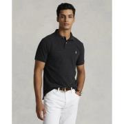 Polo Ralph Lauren Custom Slim Fit Mesh Polo Mand Sort/hvid Kortærmede ...