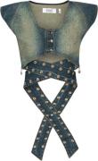 Cannari Concept Tie Crop Vest Kvinde Peridot Blue Veste Str 38 - hos M...