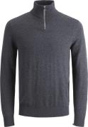 Jack & Jones Jjeemil Knit Half ZIP Noos Mand Dark Grey Melange Turtlen...