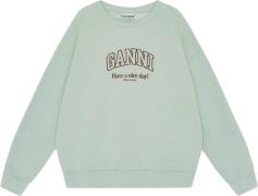 Ganni Isoli Ganni Oversized Sweatshirt Kvinde Aqua Foam Sweatshirts St...