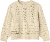 Lil' Atelier Nmflale LS Knit LIL Str 92 - Bleached Sand Strik hos Maga...