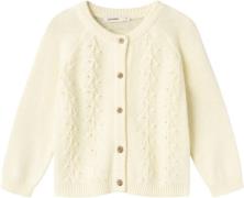 Lil' Atelier Nmfkaja LS Knit Card LIL Str 92 - Lemon Icing Cardigans h...