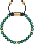 Nialaya Men's Beaded Bracelet With Malachite and Gold Plating M - Armb...