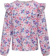 ONLY Kogveneda L/S Frill TOP PTM Str 158 - Clear Sky/cruise Floral Blu...