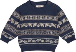 Wheat Jacquard Pullover Julius Str 2 år / 92 cm - Sea Storm Strik Bomu...