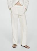 MANGO 100% Linen Suit Trousers Kvinde White Hørbukser Str 40 - hos Mag...