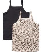 Magasin Girls Tanktops 2pack Str 4 Brown Mini Flower / Black Undertrøj...