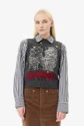 Ganni Graphic Wool Mix Cats Vest Kvinde Gray Quill Strikveste Str L - ...