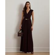 Lauren Ralph Lauren Matte Jerseygown W/ Trim Kvinde Pinot Noir Maxi Kj...