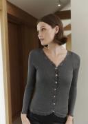 Rosemunde Silk Cardigan Regular ls W/rev Vintage Lace Kvinde Grå Cardi...