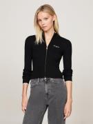 Tommy Hilfiger TJW Metallic TIP ZIP Cardigan Kvinde Black Langærmede B...