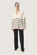 Soaked in Luxury Slmusling Vneck Pullover Kvinde Whisper White Sweater...