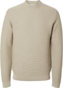 Selected Homme Slhtion LS Knit Structure Mock Neck Mand Oatmeal Sweate...