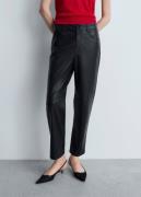 MANGO Leathereffect Straight Trousers Kvinde Black Bukser Med Lige Ben...