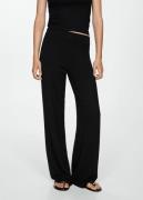 MANGO Knitted Wideleg Trousers Kvinde Black Bukser Med Brede Ben Str L...